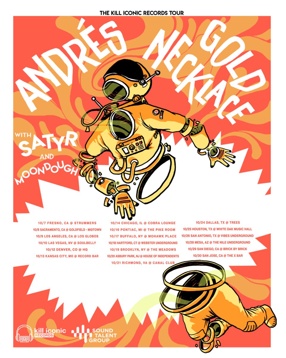 Grab your PreSale Tickets to the <a href="/killiconicrec/">Kill Iconic Records</a> tour featuring <a href="/AndresAMusica/">Andrés</a>, <a href="/g0ldnecklace/">Gold Necklace</a>, <a href="/satyratl/">Satyr</a> and <a href="/moondoughmusic/">moondoughmusic</a> 

iconicticketing.com/pages/the-kill…