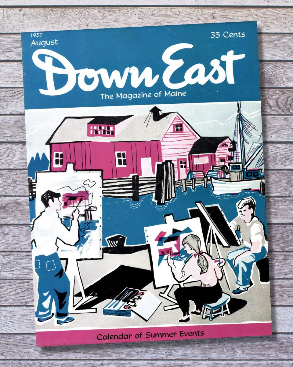 MagazineofMaine's tweet photo. #ThrowbackThursday Our August 1957 cover by Edward Higgins. View 68 years of Down East magazine here. ➡️ https://t.co/hn25McEYvD https://t.co/LbW0pVsAif