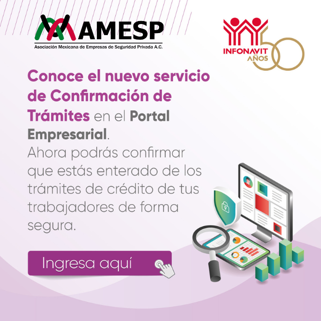 AMESP_oficial's tweet photo. #AMESPTips:

Servicio de Trámite de crédito https://t.co/JGZX4sIRfu

"Conoce el nuevo servicio de Confirmación de Trámites en el portal empresarial"

Visita la página web del @Infonavit para obtener más información.

#SoyAMESP #HablemosBienDeLaSeguridad #FuerzaAMESP #Infonavit https://t.co/9O7wuFiMA9