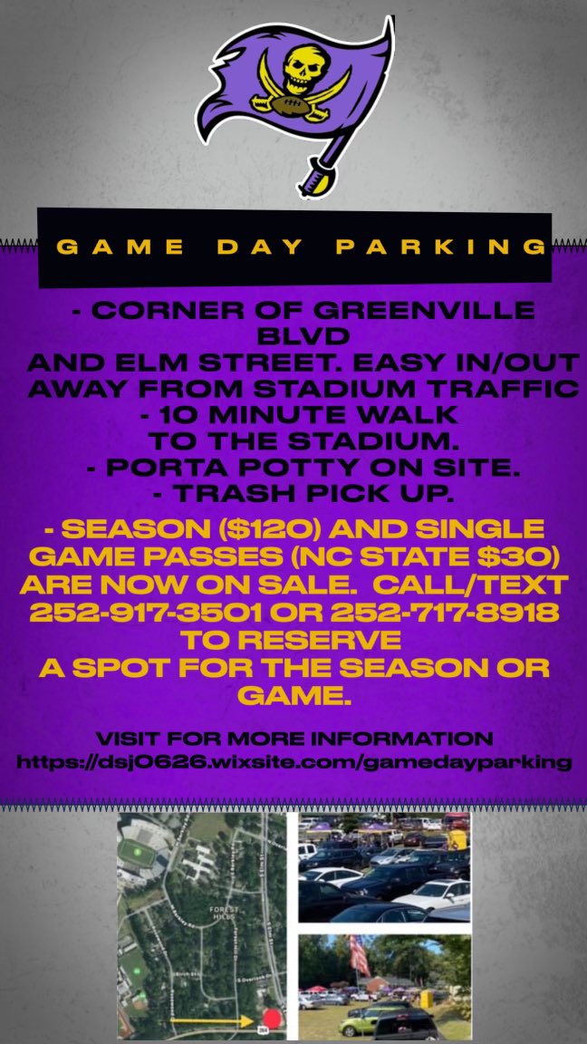 🚨🏴‍☠️GAME DAY PARKING🏴‍☠️🚨
Click Here: dsj0626.wixsite.com/gamedayparking