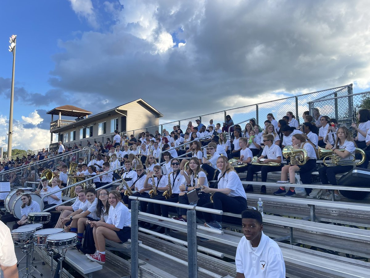 trawickk's tweet photo. First home volleyball and football game for the Hawks! Taking on Discovery and Liberty tonight.  @monroviahawks @MCSSAthletics #letsgohawks https://t.co/U7Y6iDWdXw