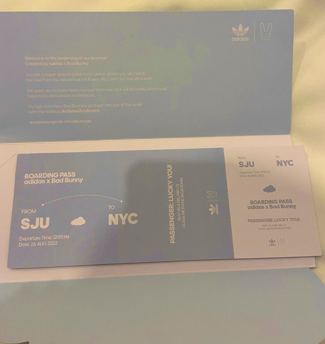 MerlaNFT's tweet photo. @indigo_herz Check-in ready ✅ @adidasoriginals #adidasxbadbunny https://t.co/jdK5TXHKpz