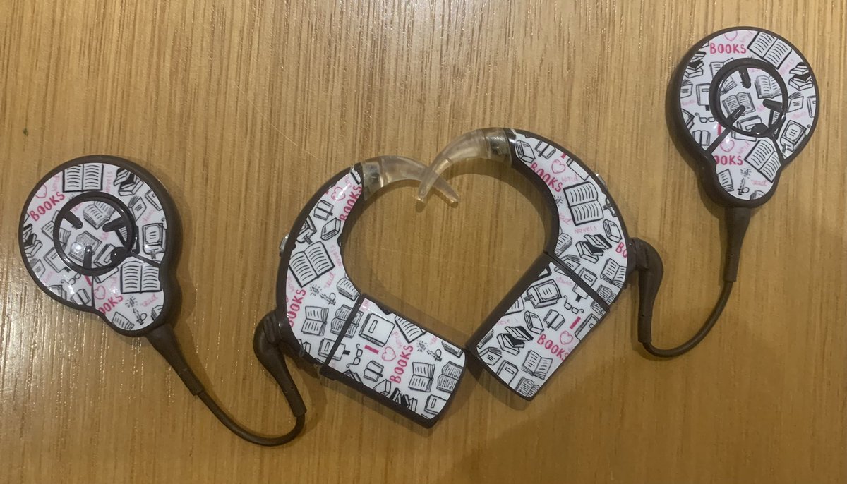 ConnectTheWords's tweet photo. Met a child wearing a #cochlearimplant in the school library and showed him how we “matched”. (Mine were hidden.) I will never forget the joy on his face! So I’ve decided to show them off. Thanks for your help with these, https://t.co/cCu5VtEInN! #DiversityandInclusion #libraries https://t.co/WgedhwlBas