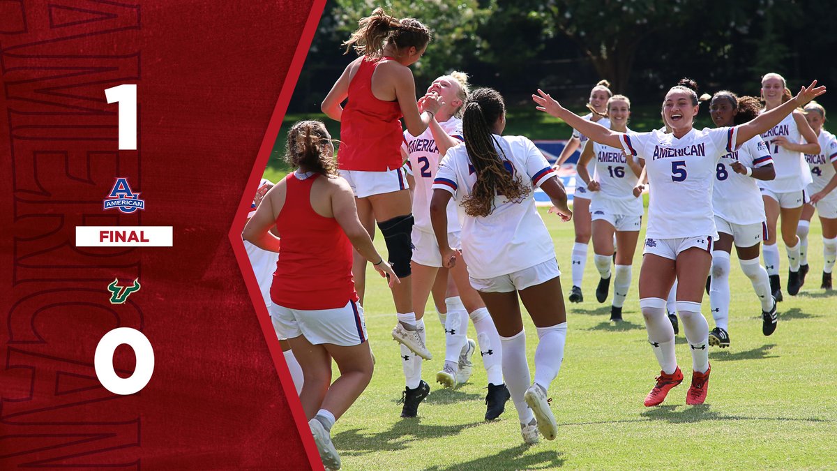 AU_WSoccer's tweet photo. FINAL | WHAT A GAME! 😤

Kadzban's goal in the second half was all the Eagles needed to stun South Florida and pick up their first win of the season! 

#AUWSOC | #BeAnEagle https://t.co/EYdUt0EMl9