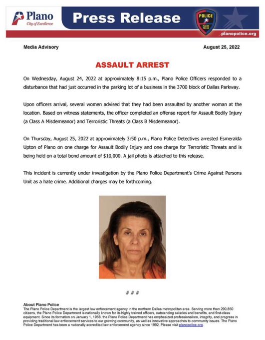 mmpadellan's tweet photo. UPDATE: This vile woman from Plano, TX was arrested today, and is being held on $10,000 bail.

I bet she did Nazi that coming. https://t.co/RroRLT0nob