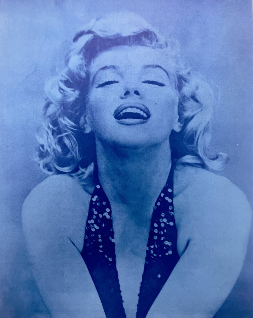 TheMayorTim's tweet photo. @erykmedykowski An old cyanotype I made of Richard Avedon’s portrait of Marilyn. https://t.co/rUTZkUwqWN