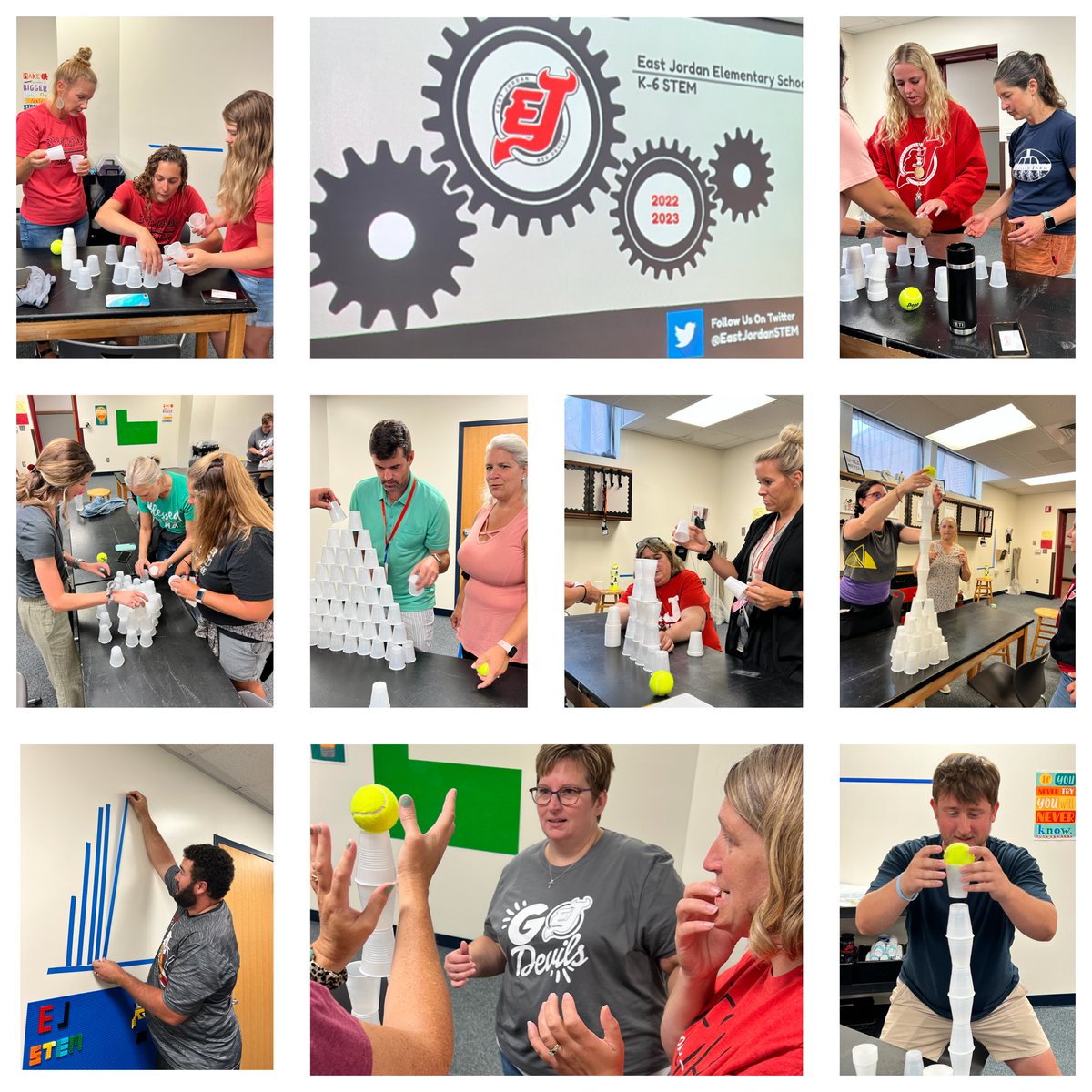 EastJordanSTEM's tweet photo. All were engaged as teachers practiced perseverance and problem solving today during professional learning! Grateful for the time to gather as a staff and share ideas as we navigate #EJSTEM side by side this year! #ejrocks #ejSTEM #ejproud #Collaboration https://t.co/0HMb6xRxPy