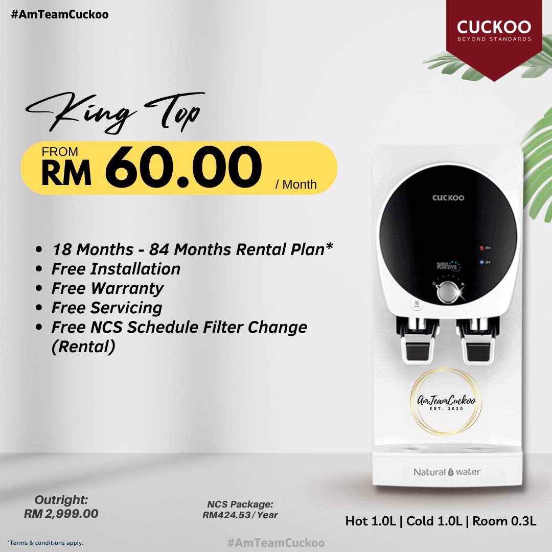 abrahamwang92's tweet photo. Harga Dari RM60 Sebulan
Mild-alkaline Mineral Water

Free Installation
Free Delivery
Free Scheduled Service Every 4 Month 

More info,
WhatsApp Me ⤵️
https://t.co/Yp2ZMV7lU5

#penapisaircuckoo #agentcuckoo #cuckooagent
#waterfilter #waterdispenser https://t.co/LE74qPtAA7
