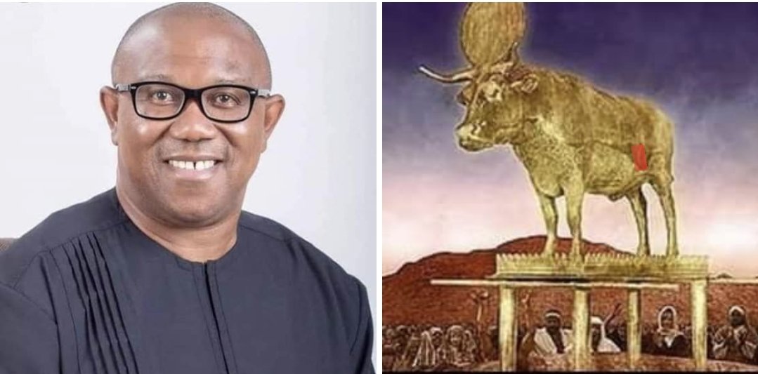 IloyeItode's tweet photo. DOES IT SOUNDS FAMILIAR?

Peter Obi Is A Golden Calf, A Statue And An Idol Made By The Impatient Biafrans At The Absence Of Moses ( Nnamdi Kanu)
Exodus 32. When The People (Biafrans) Saw That Moses (Nnamdi Kanu) Was So Long In Coming Down From The Mountain (DSS Custody)✍️ https://t.co/eCOkmdc4sn