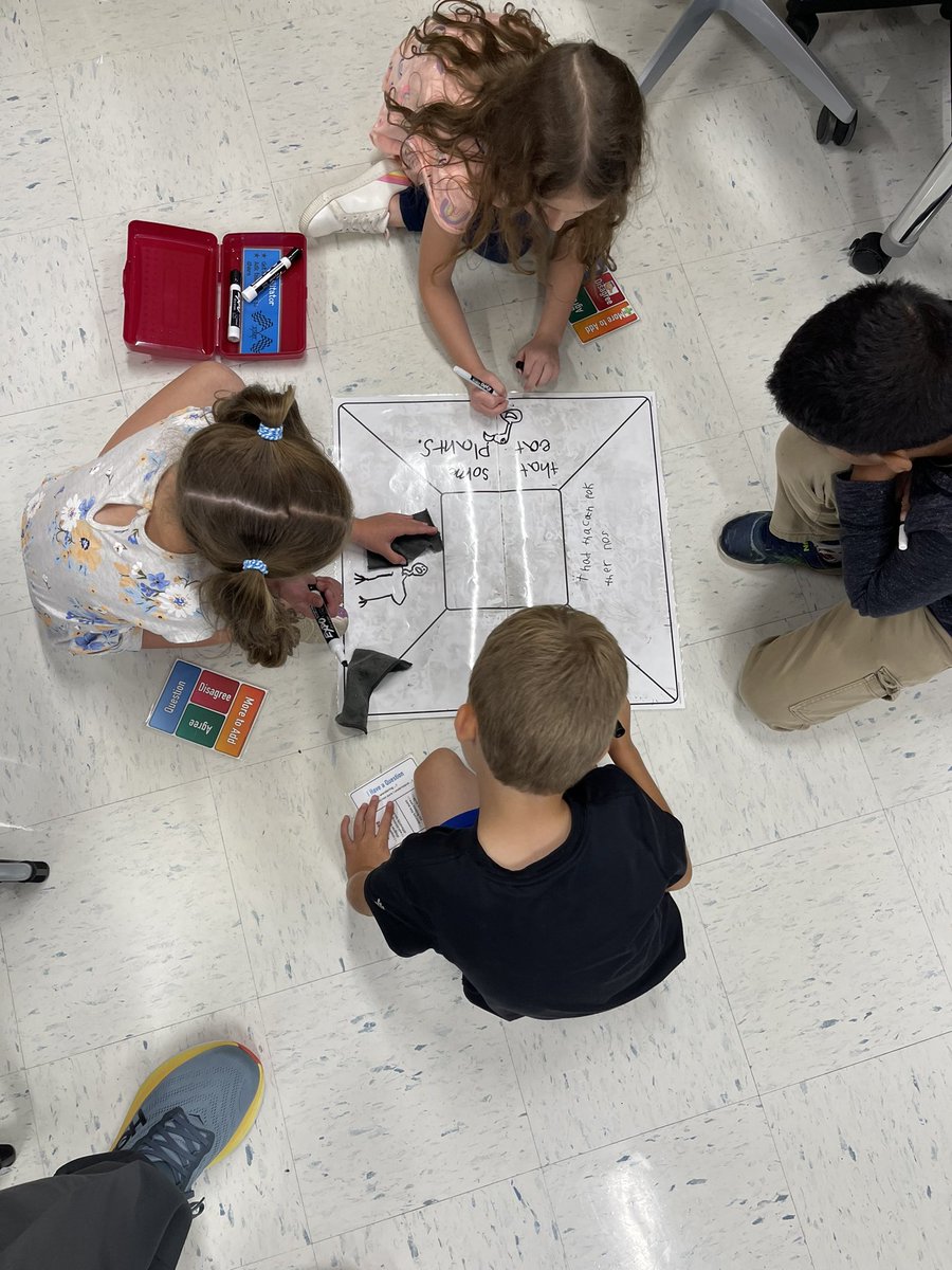 1st graders creating an anchor chart of their evolving understanding of Academic Teaming before working in teams this afternoon.  <a href="/sdu46/">School District U-46</a> #u46rising