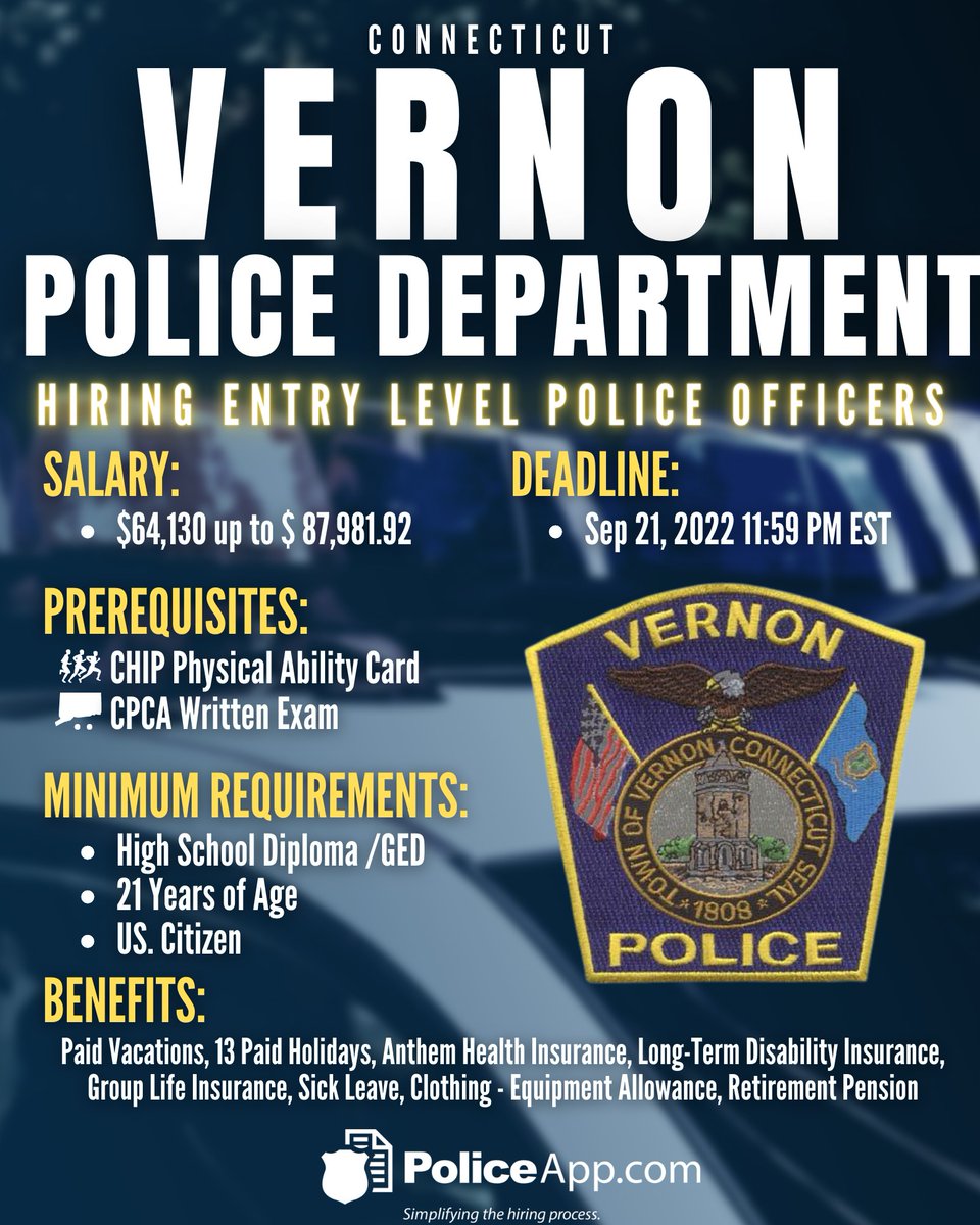 on Twitter "Vernon Police Department, CT Job Title