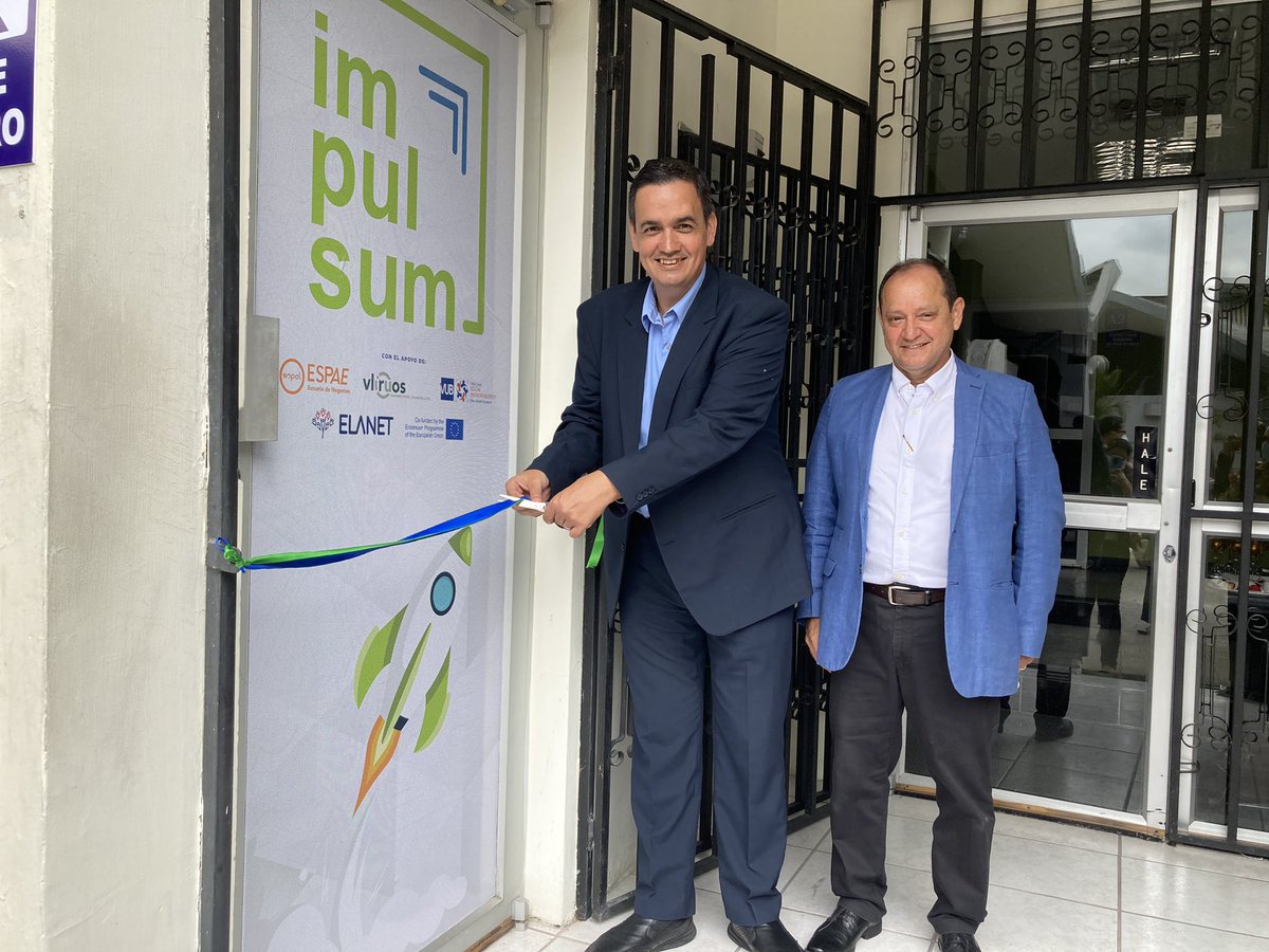 espae's tweet photo. La @VUB y la Escuela de Negocios de @espol @espae formaron @impulsumec iniciativa orientada a brindar apoyo a emprendedores sociales. Hoy inauguramos las oficinas que acogerán  proyectos y programas a beneficio del ecosistema emprendedor. https://t.co/u4I7tTqUKr