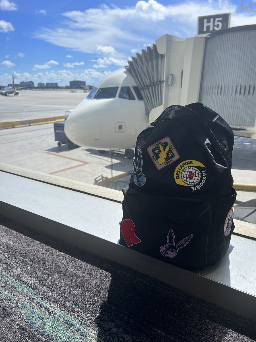 At my favorite place to be ✈️ shoutout the bro <a href="/thefatdoinks/">FatDoinks.eth</a> for the <a href="/PlayboyNFTS/">PlayboyNFTS</a> 🐇🐇#Rabbitar #backpack legit get to place the stickers whever you’d like, so dope; perf for a carry on. #travel