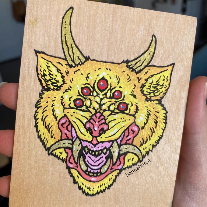 Beast  posca pens on wood 