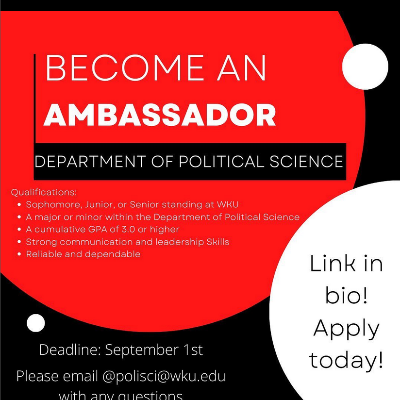 The Department of Political Science is launching our Student Ambassador program. We are looking for students to represent the Department at various functions this academic year. You can apply at: docs.google.com/forms/d/e/1FAI…
