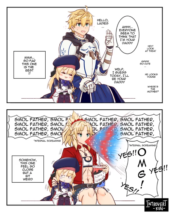 Time for Daddy Arthur and Tsundere Mordred. So, who's next? hahaha
#FGO 