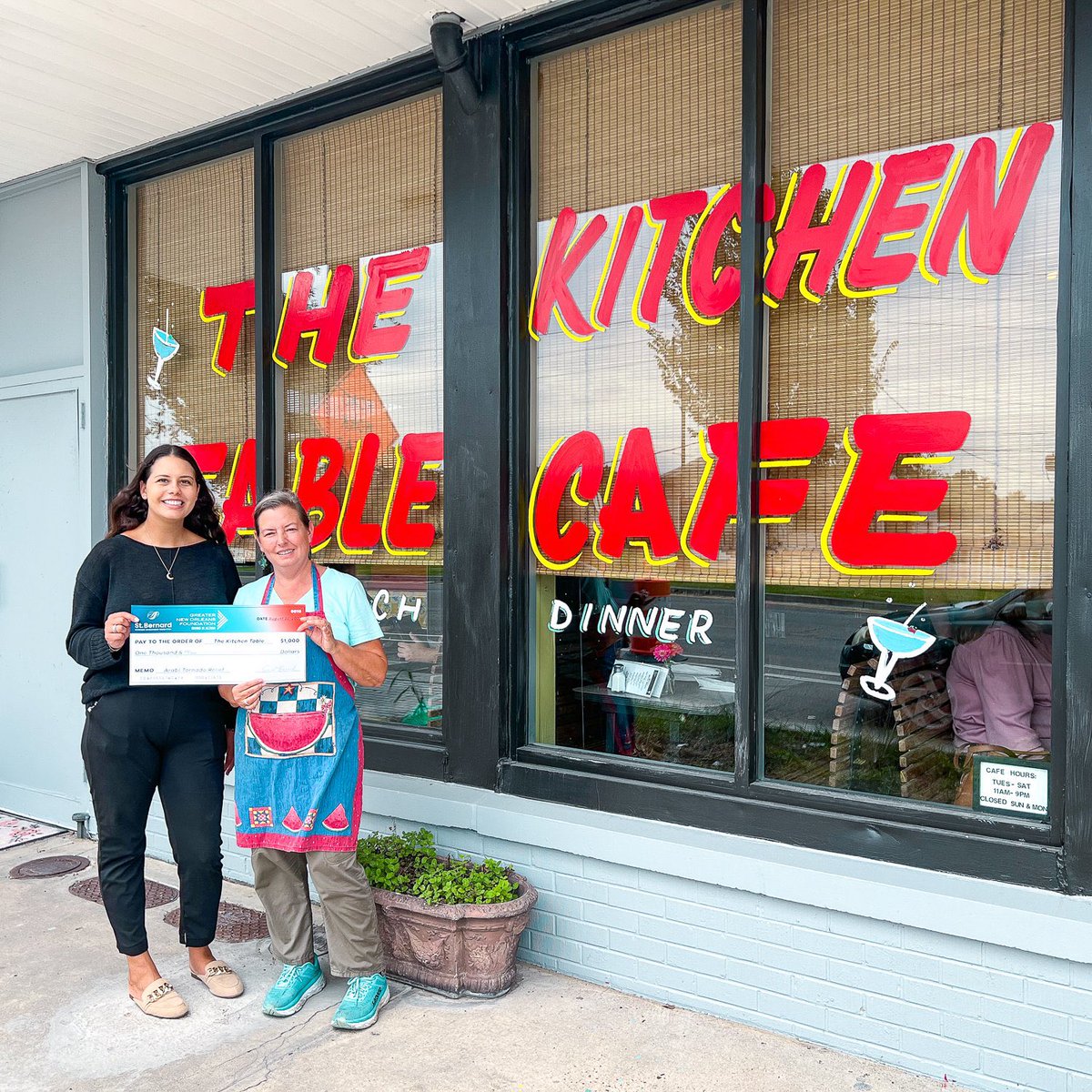 SBEDF's tweet photo. We ❤️ our community! This week, SBEDF was able to donate $10,000 in grant funding from @gnofoundation to assist 10 local businesses affected by tornado damage in their rebuilding process. #StBernardParish #LouisianaStrong https://t.co/4ezA3O75um