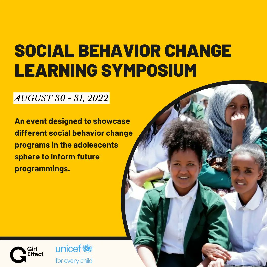 girleffect's tweet photo. Our team members will be speaking along with @PSIimpact, @PathfinderInt, @bbcma_et &amp; @awaqiethiopia at our 2-day Social Behavior Change Learning Symposium event with @UNICEFEthiopia. Tune in on August 30:  https://t.co/etIINTPzNu &amp; August 31: https://t.co/OqwK363A1j https://t.co/8pQo7AdV4G