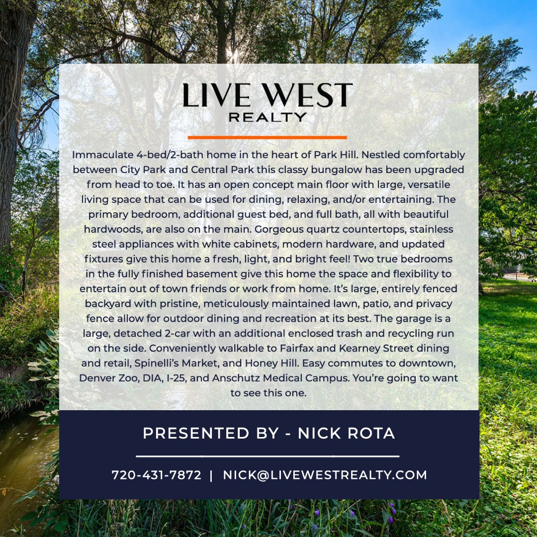 LiveWestRealty's tweet photo. 🏡 J U S T L I S T E D 🏡
2916 Holly St
- D E N V E R , C O -
Listing Agent: Nick Rota
nick@livewestrealty.com
720-431-7872
#coloradorealestate #boulder #colorado #livewest #newlisting #realestatelife #coloradohomes #denver #denverrealtor #denverhomeforsale #justlisted https://t.co/rDXLgzeQLD