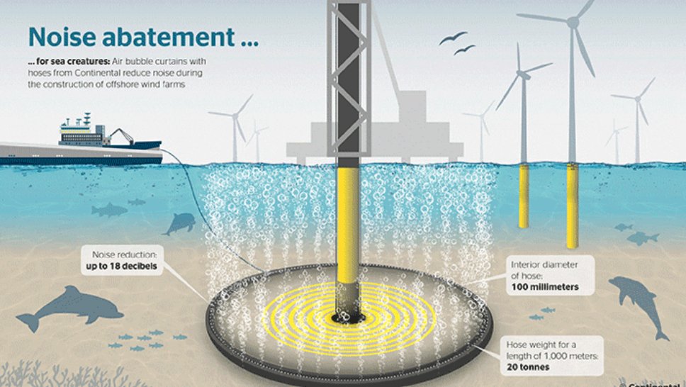 janaschmidtt's tweet photo. One solution to the problem of noise pollution coming from offshore wind farms is to create a bubble curtain before the open ocean. This can reduce the noise by up to 95%! #39canimals https://t.co/U0rkgyXVka