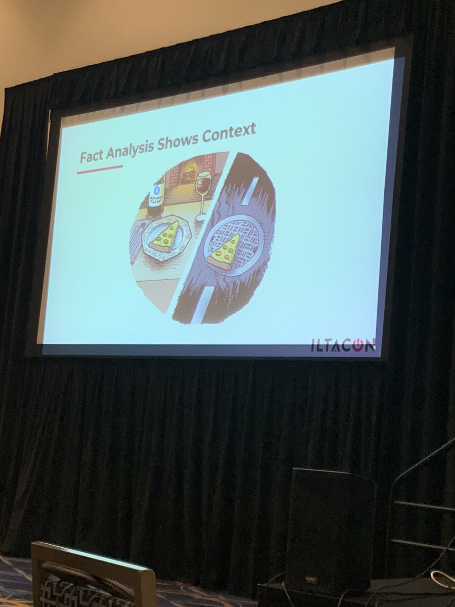 SClerkinSTL's tweet photo. Last educational session of #iltacon22: #ediscovery storytelling. Stories are not just for trial.  Stories are difference between a tasty slice of pizza and #gutterpizza https://t.co/F8nYKd5SGa