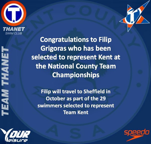 thanetsc's tweet photo. Well done Filip🤩 He will join our Head Coach Jordan who has also been invited as part of the coaching team in Sheffield for Team Kent🍀 @kentswimming #TEAMthanet #KentRocks https://t.co/egKUe3mwtz