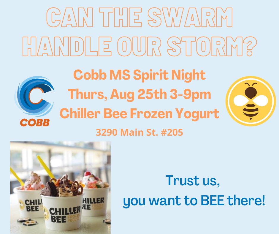 Don’t forget our Chiller Bee spirit night is TONIGHT from 3-9pm! 🐝