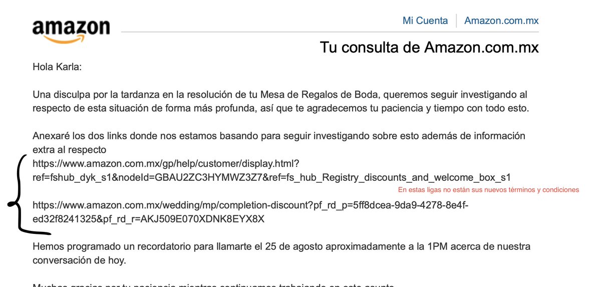 kar9210's tweet photo. Te vas a casar??? Amiga si algo te puedo recomendar es JAMÁS hagas tu mesa de regalos con @amazonmex ! Sacan términos y condiciones de la nada para ver cómo no aplica la bonificación. Mi recomendación? Pide dinero o quienes lo manejan mejor es Liverpool. https://t.co/tOfj1qWT0n