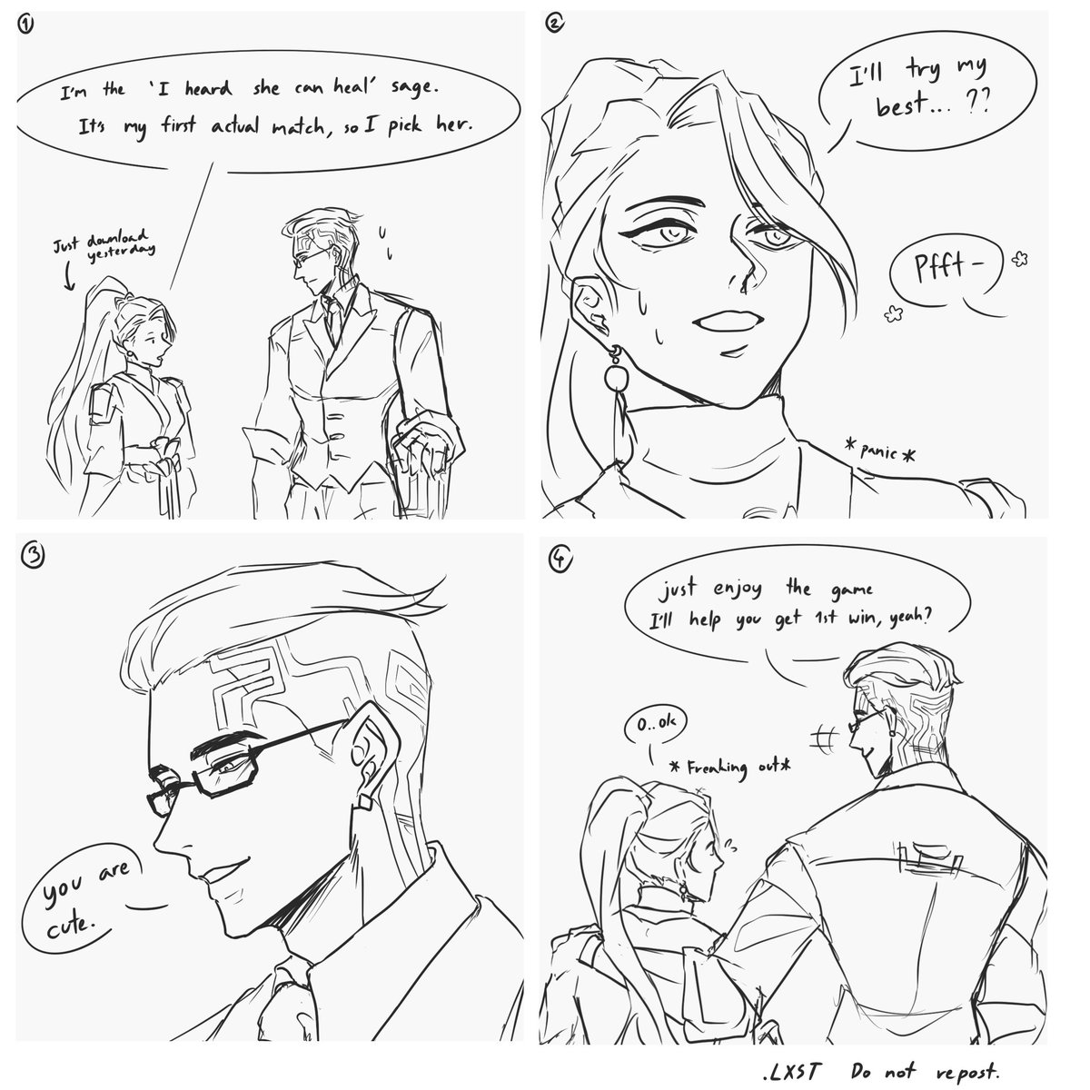 LX_StarThief's tweet photo. Met a really kind Chamber main on my first valorant game. 
(Yes we won. And it’s really fun! I might try to play again sometimes)
#Chamber #Sage #VALORANTfanart #VALORANT #doodle https://t.co/AKiMPw1q4O