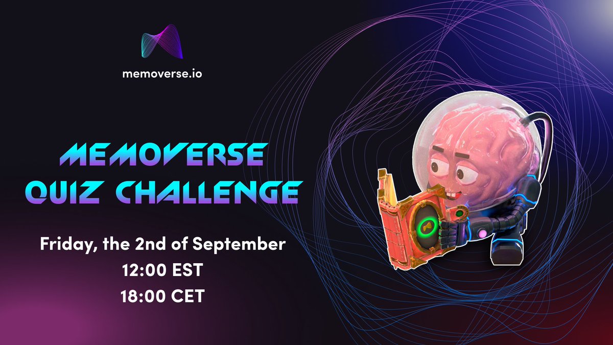 Memoverse_io's tweet photo. We are happy to announce our first Quiz Challenge! Carefully read our Wiki https://t.co/dyejrtyb3X to prepare for the event. The most knowledgeable members will be rewarded:

🥇 1st place - $200 worth of $MEMO
🥈 2nd place - $100 worth of $MEMO
🥉 3rd place - $50 worth of $MEMO https://t.co/5Y1UVC0Df0
