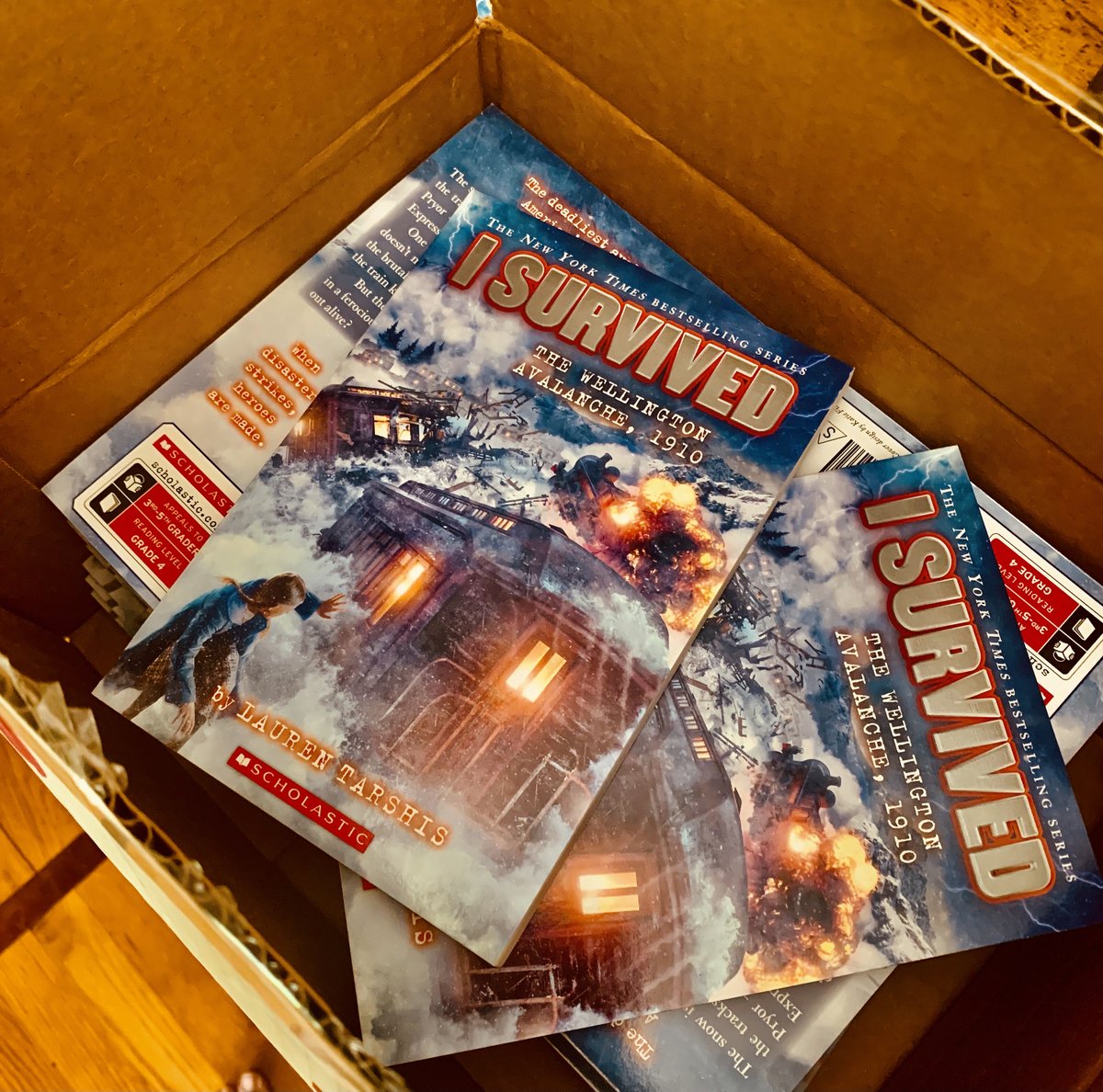 I Survived 22 is coming out on 9/6! To celebrate, I'm giving away 8 signed copies from this box of author copies that arrived today. RT to enter, winners announced 9/1. Can't wait to get this into your readers hands!!!! ❤️🚂@Scholastic