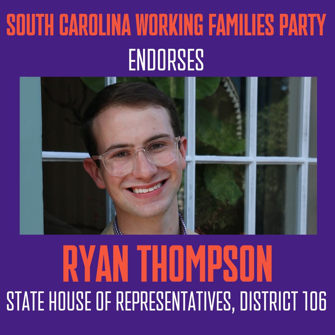 WFPSCarolina's tweet photo. Ryan Thompson, State House of Representatives, District, 106 https://t.co/RwfgIv3rK4