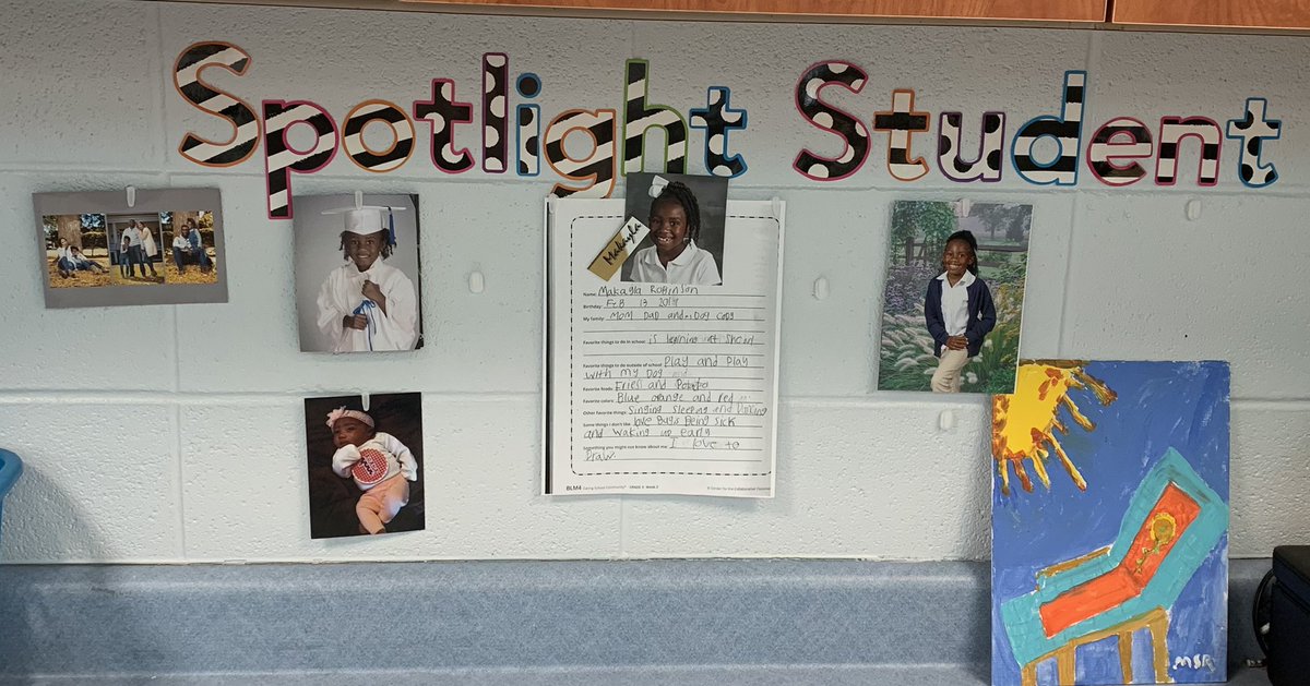 MsShrops's tweet photo. Makayla was our Spotlight Student this week. We learned that she does not like love bugs or waking up early. We also learned she is a great artist! 🐝 @CollierES https://t.co/tpOXaCasF4