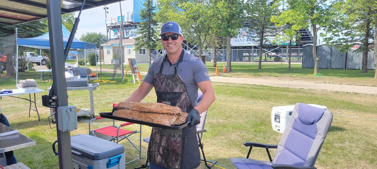 mustangschultz's tweet photo. Senator Crabtree is cooking pork loins for DSU Ag Bowl!  Everyone come hungry!  Serving starts 5 PM tonight.  Game at 7 PM!  GO TROJANS!! #DSU #MustangSeeds https://t.co/WWVxcNjKPE