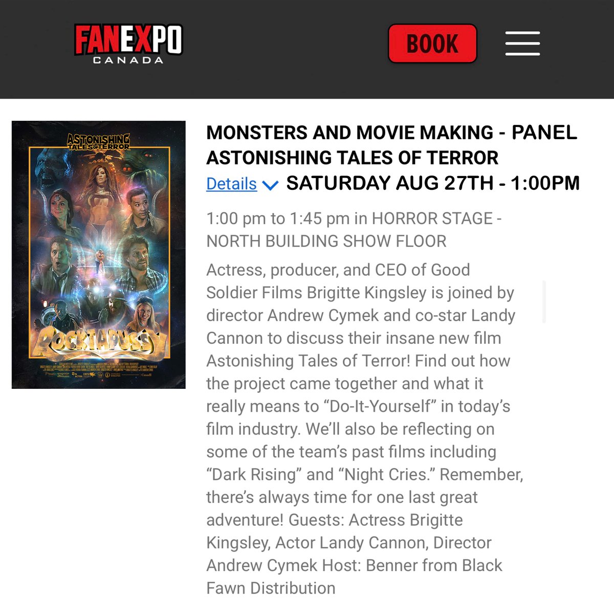 Astonishing Tales of Terror: Rocktapussy! 
FAN EXPO HIGHLIGHTS 🐙
-Advanced copies for sale (all weekend long) 
-Guest appearances from Brigitte Kingsley, Andrew Cymek, Landy Cannon, Winny Clarke, Alys Crocker &amp; Troy Blundell (AUG 27)
-Monsters AND MOVIE MAKING - PANEL (AUG 27)