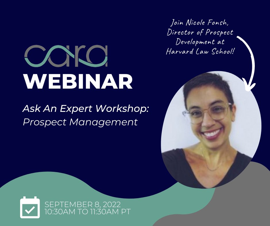 CARA_org's tweet photo. 🗣️Do you want to learn more about prospect management? Learn from an expert in the field, ask questions, and benchmark with other organizations by joining this unique CARA workshop!
😮This workshop is limited to the first 15 registrants, so sign up now! 
https://t.co/DjOXnW7CJ0 https://t.co/fVITOBPZt0