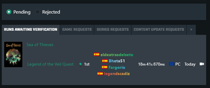 ldeatrasdelseto's tweet photo. Ehm... nuevo WR?
Hemos superado el WR de la Leyenda del Velo de #SeaOfThieves 

De nuevo #HumildadRepresenting con @Bheta51 @Fargorio @Legendscadiz33 

Pendiente de validación @SeaofSpeed 😏😋

#Speedrun #WorldRecord #BeMorePirate https://t.co/s4faVP1leT