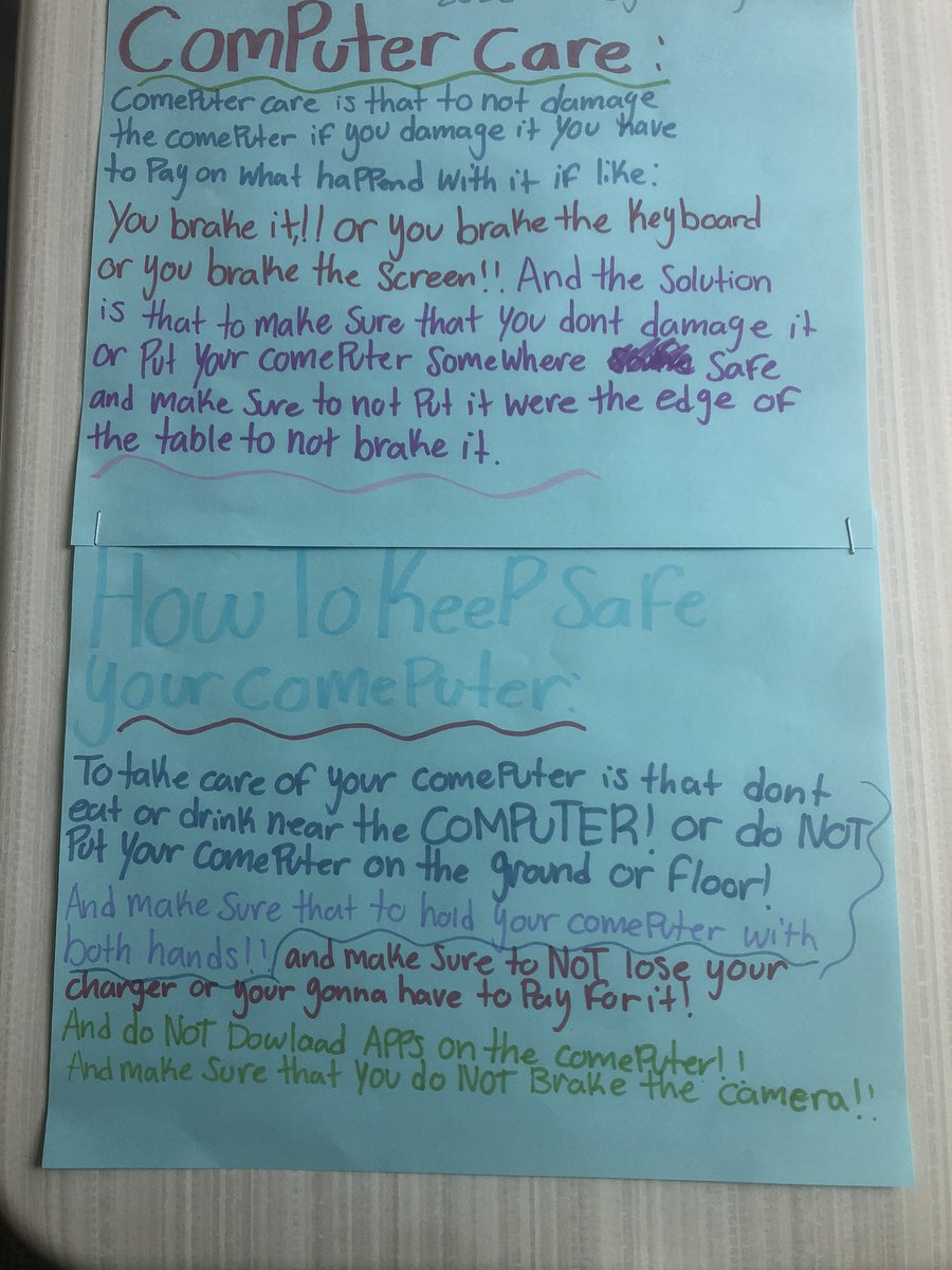 6th grade Advisory students create PSA posters to help us remember to take care of our district laptops. Hopefully our elementary friends will be inspired to be careful and responsible too! <a href="/LandrumMS/">Landrum MS Lions 🦁 #MoralCompass</a> #SBISDProud #lionPRIDE