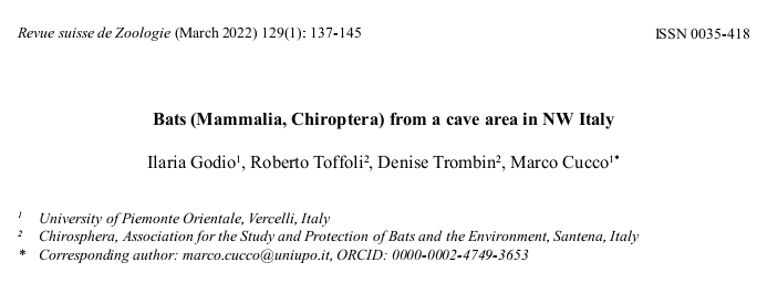 TrombinDenise's tweet photo. "#Bats (Mammalia, Chiroptera) from a cave area in NW Italy"

Resource Open Access https://t.co/bB7FncW9zP 

Only few studies have considered the use of foraging habitats in the immediate proximity of the #caves. 

#batsconservation
#ecology #batsacoustic https://t.co/bbkXnDMt7q