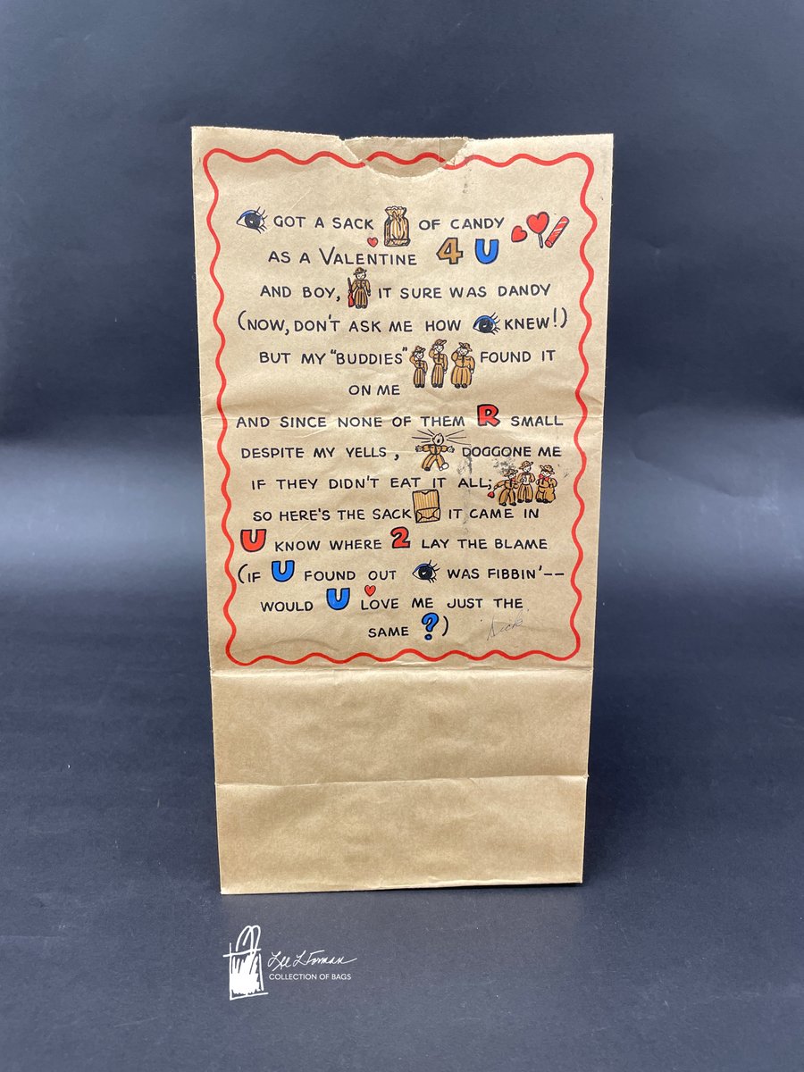 236/365: There's a special message for someone sweet on this brown paper bag. Can you decipher it? The bag folds to form a Hallmark card featuring a series of camping tents with a stick figure soldier, a heart, and the message 'A Valentine from Camp.'
