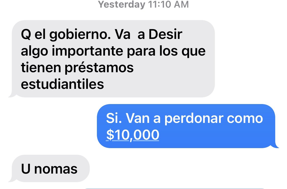 MarR0mer0's tweet photo. my mom’s reaction to student loan cancelation… https://t.co/JmWhYP83Bc