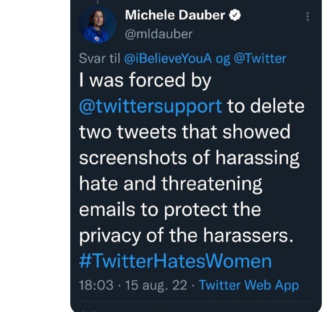Abba_Annabelle's tweet photo. @TheDUIGuyPlus Michele Dauber sends out hate lists, indulges in targeted harassment, and continues to malign any woman who supports Johnny Depp. 

She has violated Twitter policies but continues to be revolting. @Stanford 

Sign the petition. https://t.co/dBvSvHzgon
