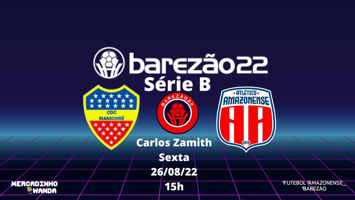 FutebolBarezao's tweet photo. 🏆 #BAREZAO22 #SERIEB
6ª Rodada
⚽ #CDCManicore vs #AtleticoAmazonense
🏟 Estádio Carlos Zamith - Manaus - AM.
📅 Sexta, 26/08/22
⌚ 15H (HORÁRIO DO JOGO É LOCAL (1 HORA A MENOS QUE O HORÁRIO DE BRASÍLIA).
📺 sem transmissão. https://t.co/Qu1PWOjcuZ