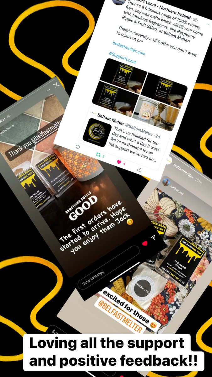 Amazing support &amp; feedback in our first week! 
BELFASTMELTER.com is now in homes in Scotland, England, ROI and all across NI and available for sale at <a href="/MementoBelfast/">Memento</a> #BeABelfastMelter
#BelfastMelter #BelfastHour #iPhixNI #SmallBusiness #MadeInBelfast #SoyWax #WaxMelt