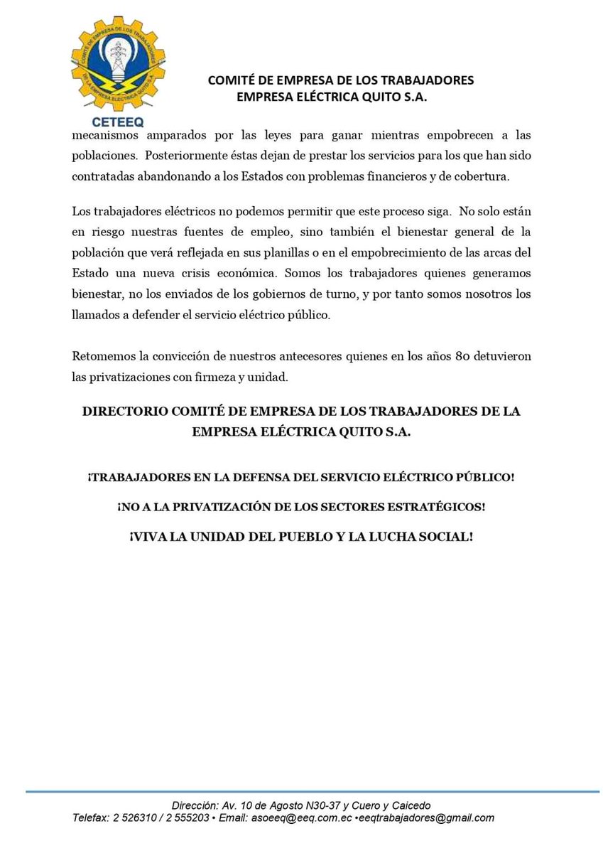 PRONUNCIAMIENTO

REFORMA AL REGLAMENTO GENERAL DE LA LEY ORGÁNICA DEL SERVICIO PÚBLICO DE ENERGÍA ELÉCTRICA