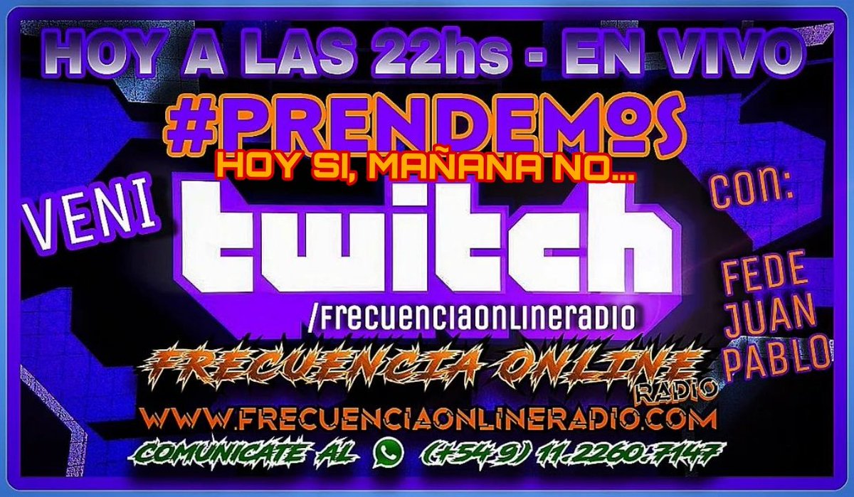 FrecuenciaOnlin's tweet photo. ATENCIÓN - Por razones de fuerza mayor, MAÑANA NO HAY #OpenBar, por lo tanto HOY a las 22hs #Prendemos para hacerles compañía...

Escuchalo en https://t.co/obGlrWdOKb, en la app de la radio y en Twitch. https://t.co/l5bNFjgWIt