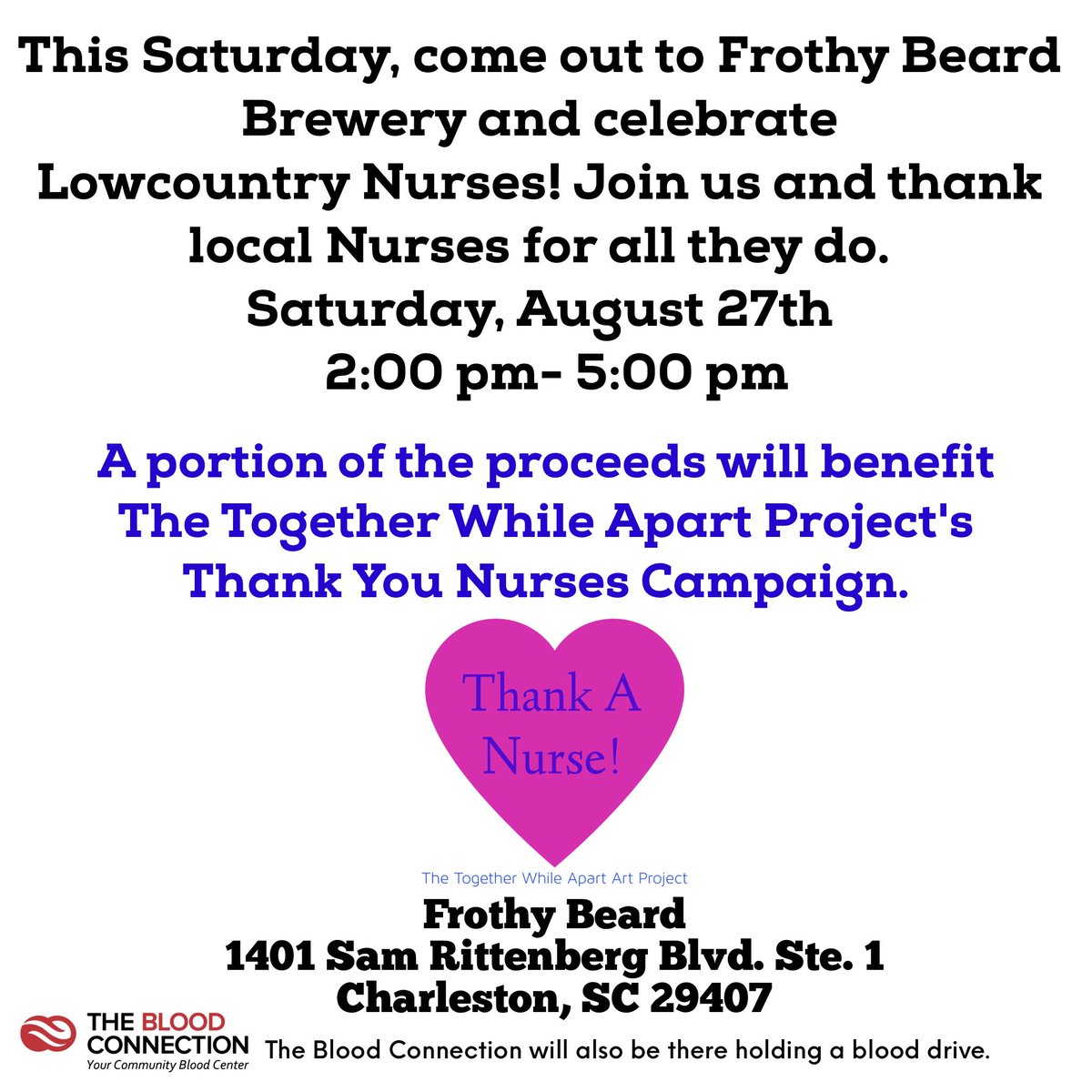 deanevbowers's tweet photo. To anyone in the Charleston Area...We are throwing a party for Lowcountry Nurses on Saturday afternoon. Come to Frothy Beard Brewery and help us celebrate these amazing healthcare professionals. This is also a fundraiser for The Thank You Nurses Campaign

https://t.co/Ldc0sbqpiU https://t.co/1Ua6WXBo7U