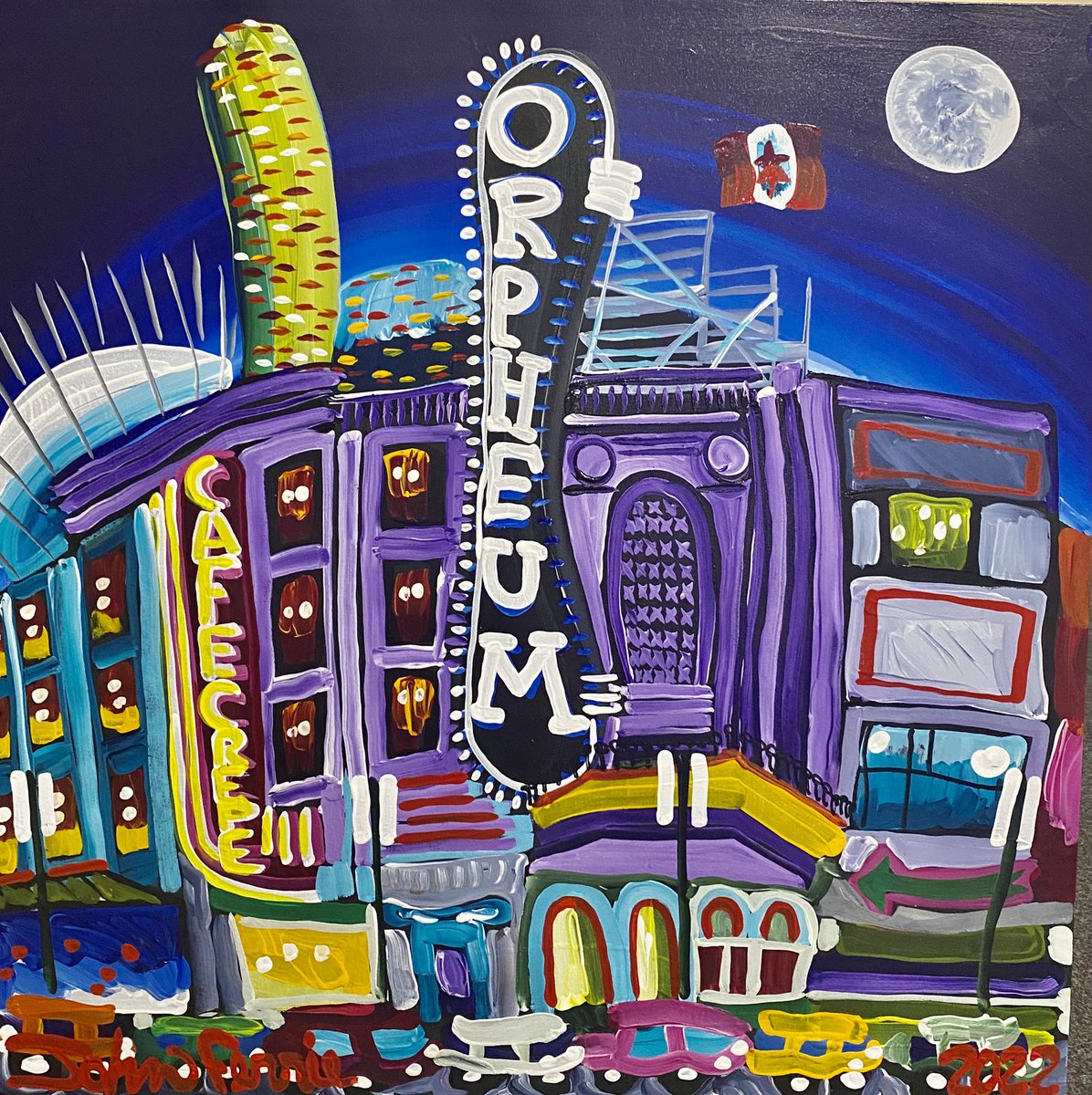 OK, DOTC, "Orpheum", 36" x 36", acrylic on canvas with KRink, 2022. AVAILABLE. only $550.00. #painting #supreme