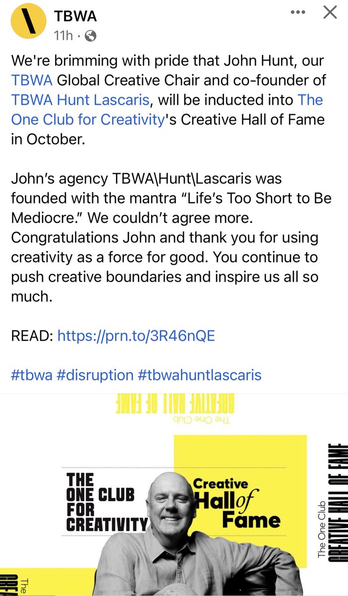 eJam's tweet image. Such amazing news and so well deserved. I’ve had the pleasure of meeting John, first when I worked at @TBWAHunts and then a couple years ago when he was in NY for work and signed a copy of his book for me.