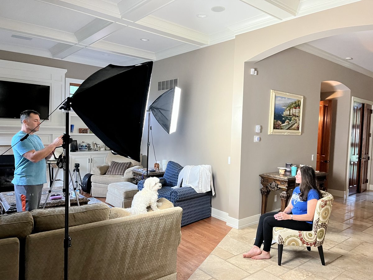 Filming videos at our home with Michael and our trusted feline, Chloe the wonder dog (director of film production, as she calls herself)